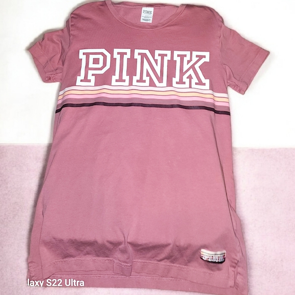 PINK Victoria's Secret Mauve Logo Tee Size S